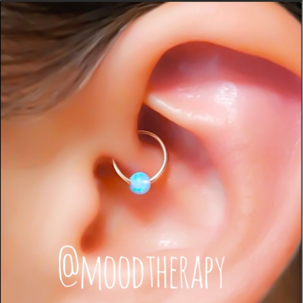 3 x fire opal daith cartilage hoop earring - CBR